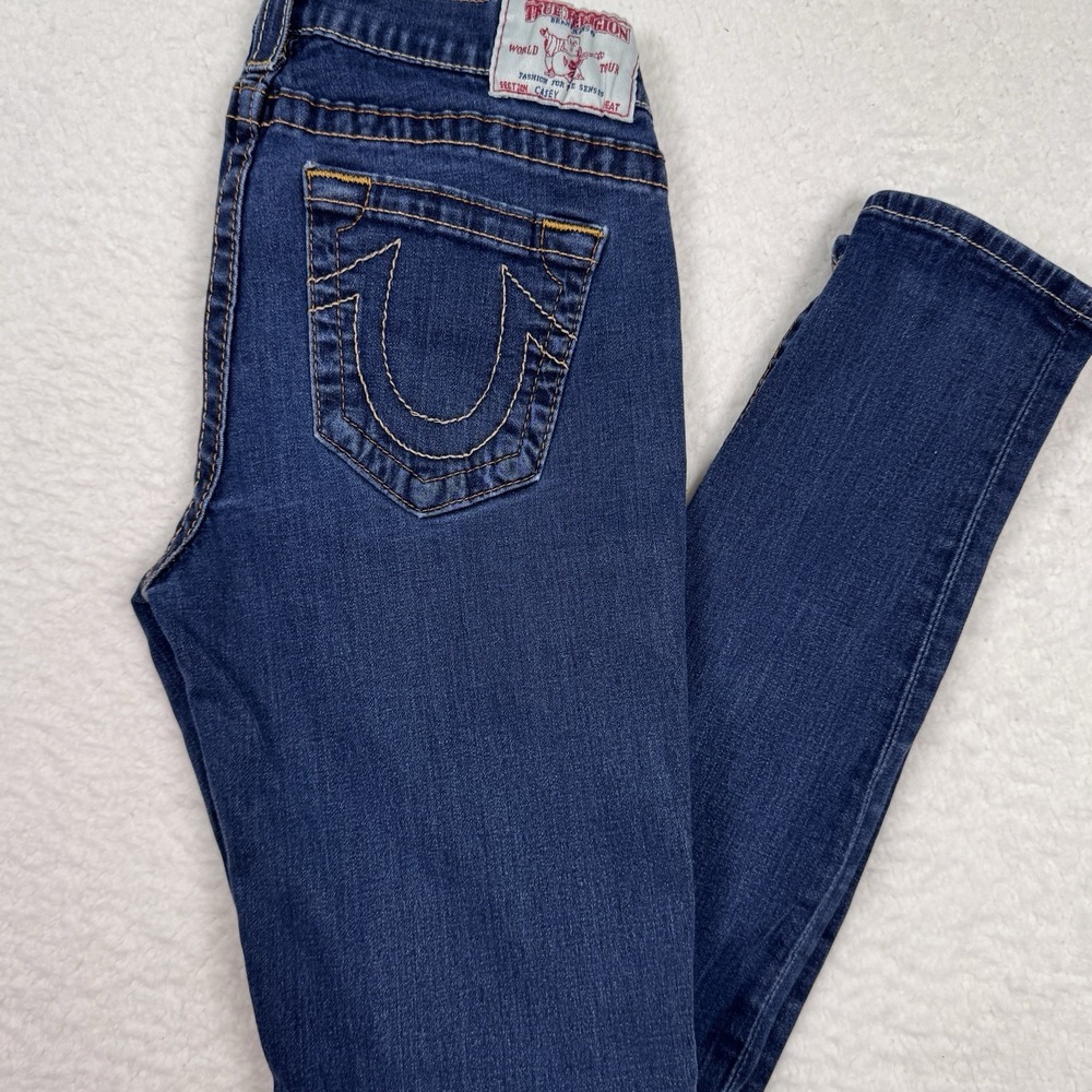 True Religion Jeans Women 29 Casey Skinny Stretch Dark Wash USA Made Blue Denim